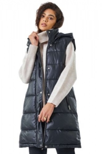 roman womens padded longline hooded gilet - - size 16 uk charcoal donna